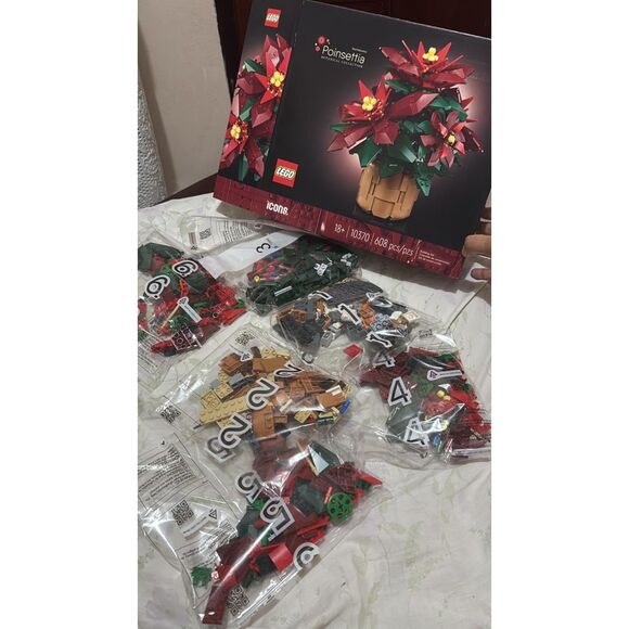 Lego Icons Poinsettia Building Sets Artificial Flowers For Table Decoration - Picture 2 of 5